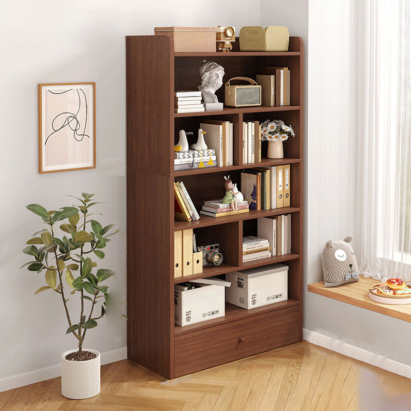 Modern Style Bookcase with Drawer Engineered Wood Shelf for Living Room