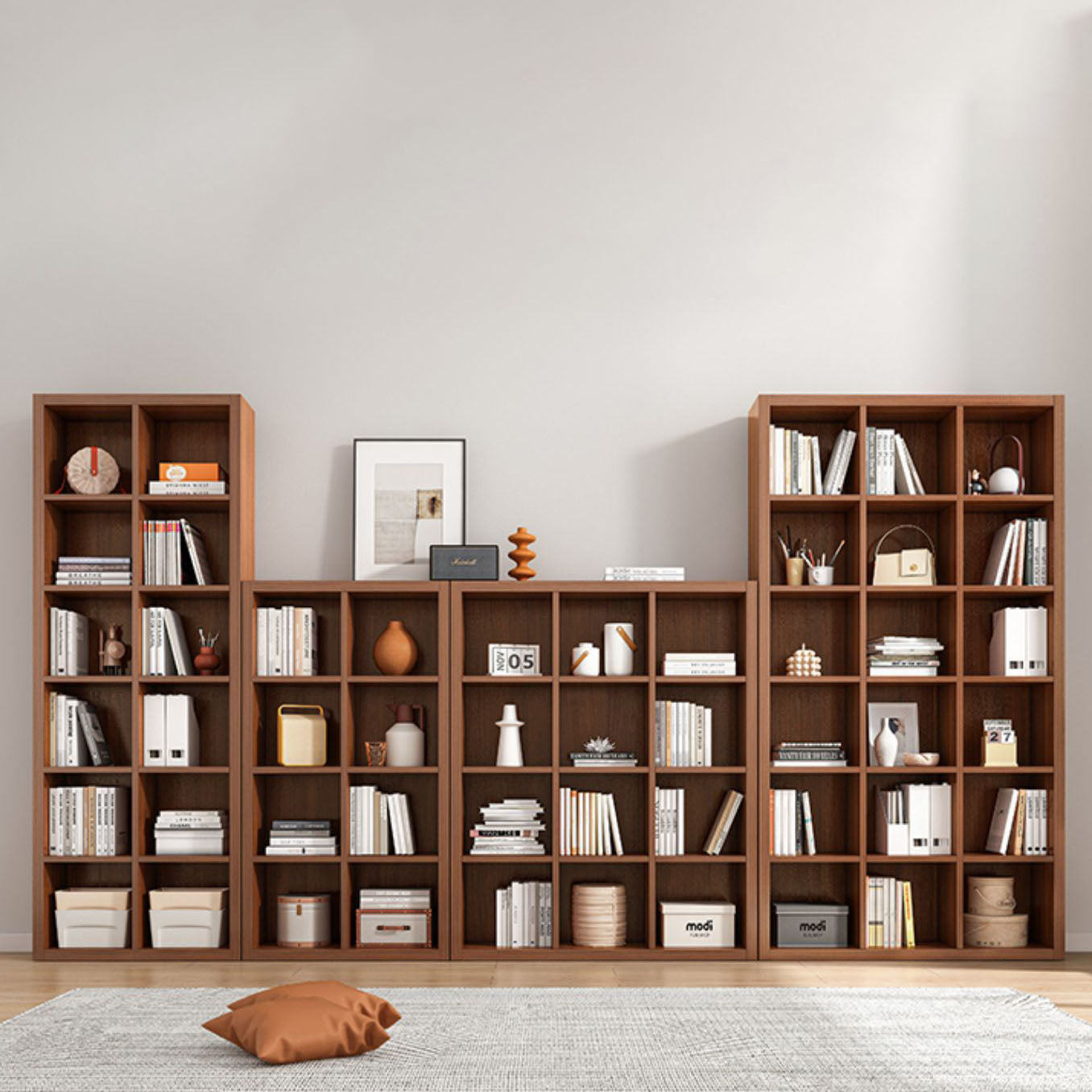 11.8" W Standard Shelf Bookcase Engineered Wood Closed Back Modern Book Shelf