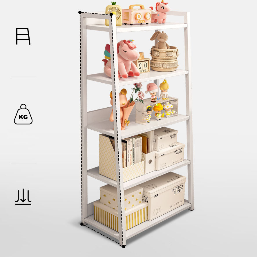 11.8"W Metal Ladder Shelf Bookcase Modern Vertical Open Back Book Shelf