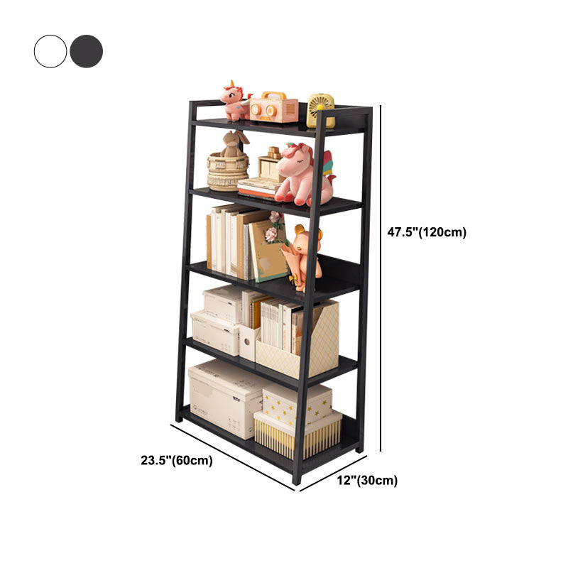 11.8"W Metal Ladder Shelf Bookcase Modern Vertical Open Back Book Shelf