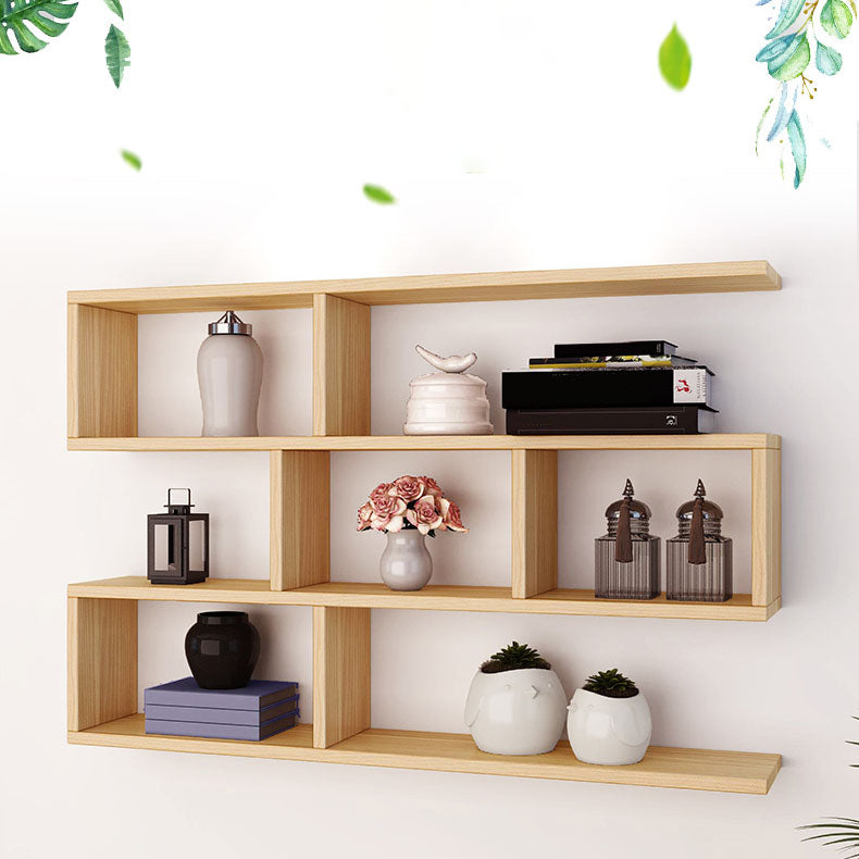 Modern Floating Bookcase with Shelves Geometric Bookshelf for Living Room