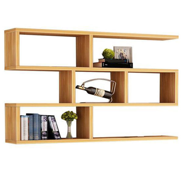 Modern Floating Bookcase with Shelves Geometric Bookshelf for Living Room