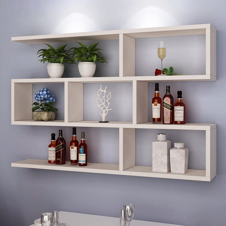 Modern Floating Bookcase with Shelves Geometric Bookshelf for Living Room
