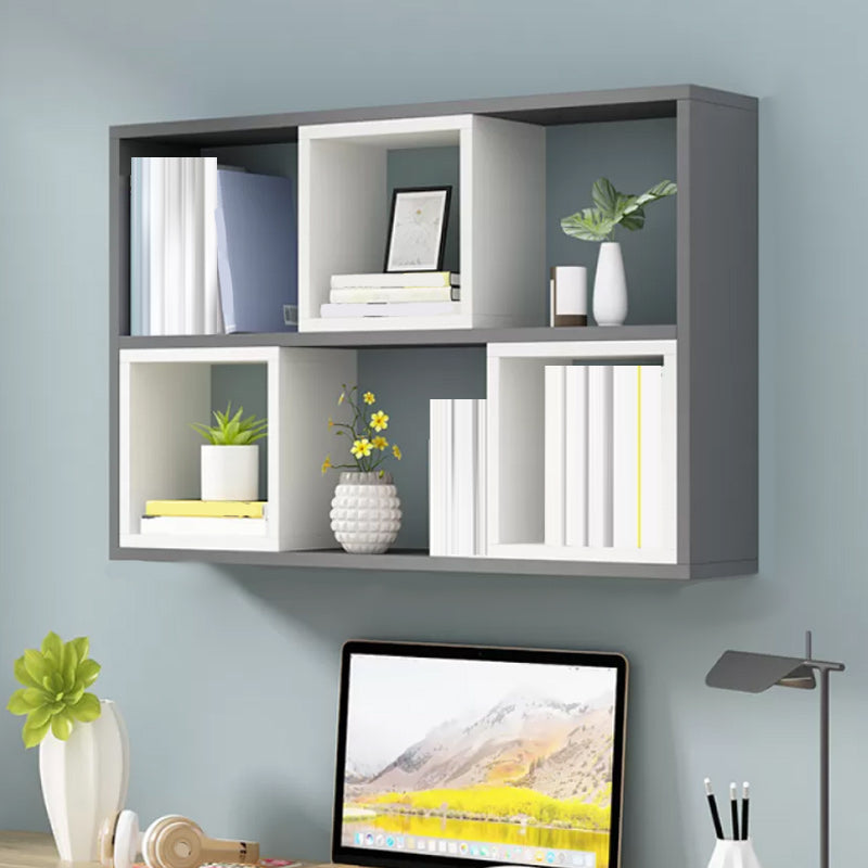 Modern Engineered Wood Book Shelf Wall Mounted Closed Back Shelf Bookcase for Home