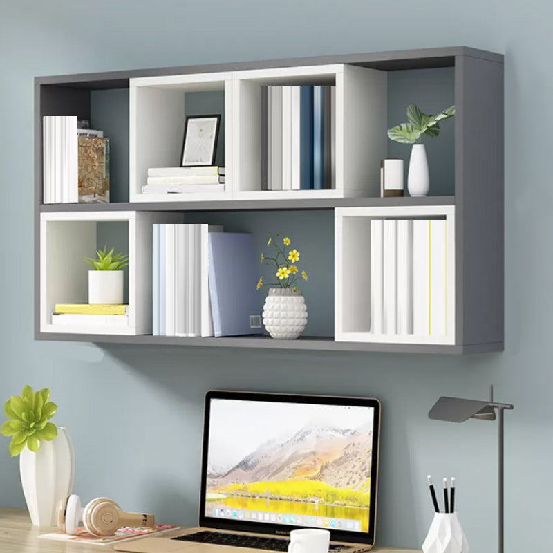 Modern Engineered Wood Book Shelf Wall Mounted Closed Back Shelf Bookcase for Home