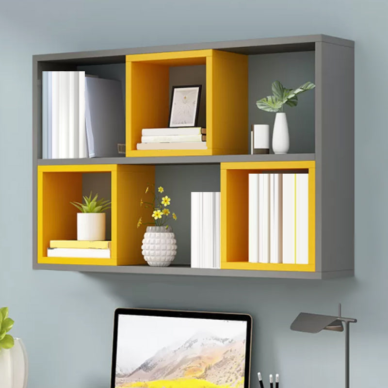 Modern Engineered Wood Book Shelf Wall Mounted Closed Back Shelf Bookcase for Home