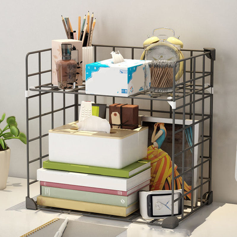 Contemporary Metal Shelf Bookcase Closed Back Home Book Shelf