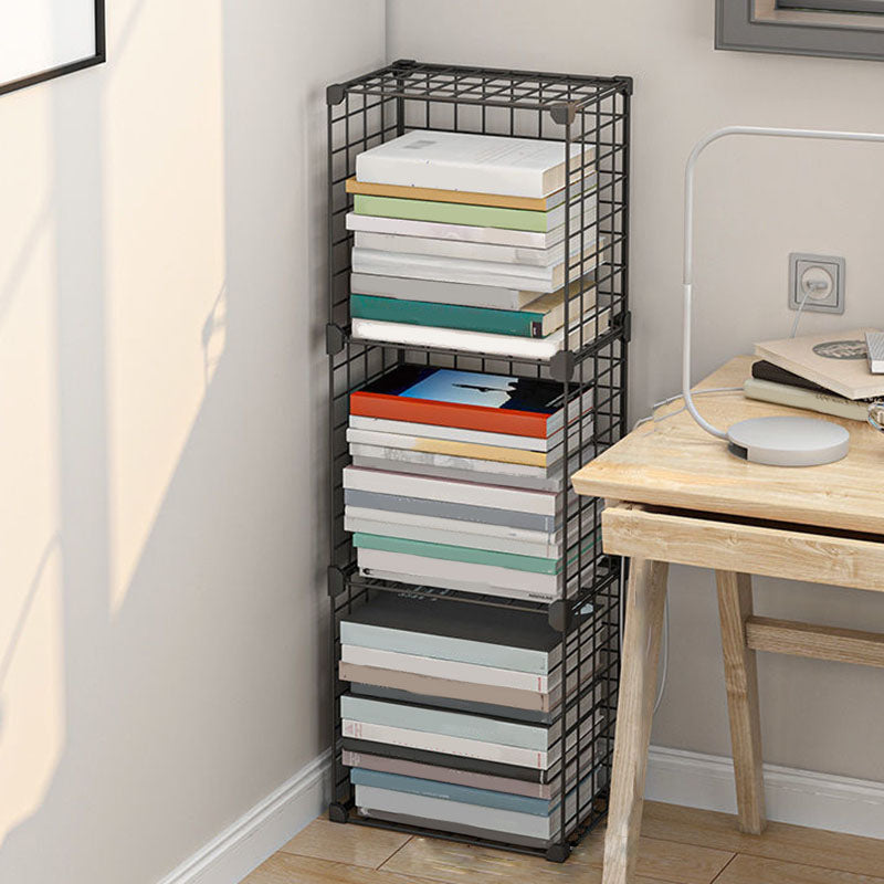 Contemporary Metal Shelf Bookcase Closed Back Home Book Shelf