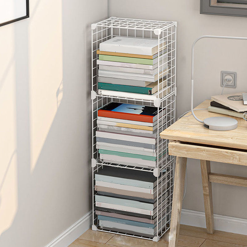 Contemporary Metal Shelf Bookcase Closed Back Home Book Shelf
