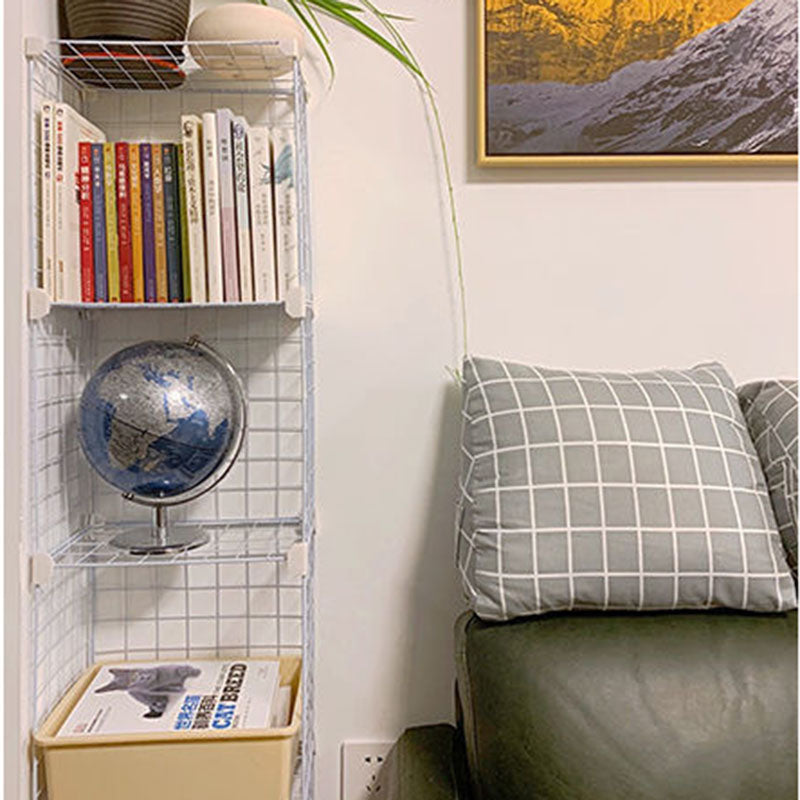 Contemporary Metal Shelf Bookcase Closed Back Home Book Shelf