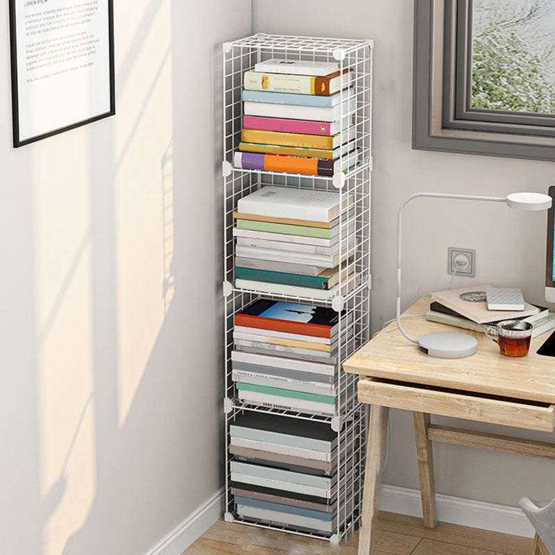 Contemporary Metal Shelf Bookcase Closed Back Home Book Shelf