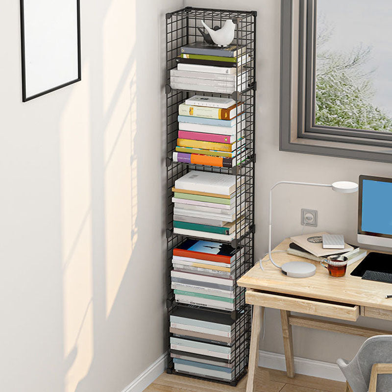 Contemporary Metal Shelf Bookcase Closed Back Home Book Shelf