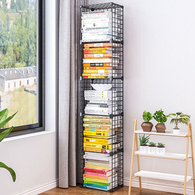 Contemporary Metal Shelf Bookcase Closed Back Home Book Shelf