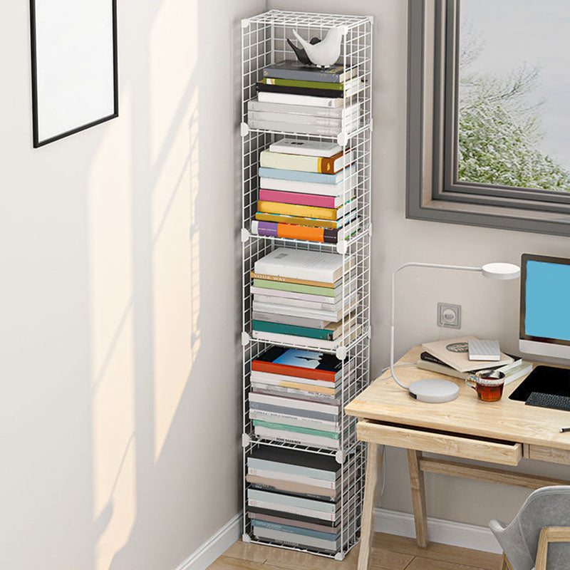 Contemporary Metal Shelf Bookcase Closed Back Home Book Shelf