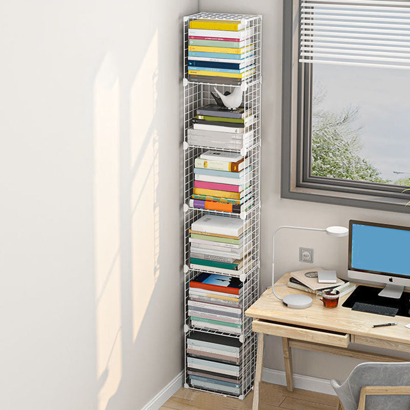 Contemporary Metal Shelf Bookcase Closed Back Home Book Shelf