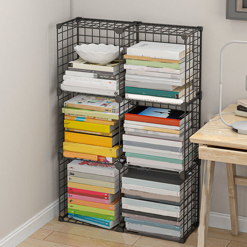 Contemporary Metal Shelf Bookcase Closed Back Home Book Shelf