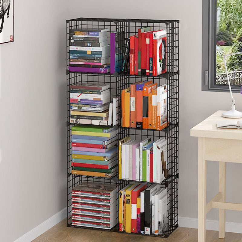 Contemporary Metal Shelf Bookcase Closed Back Home Book Shelf