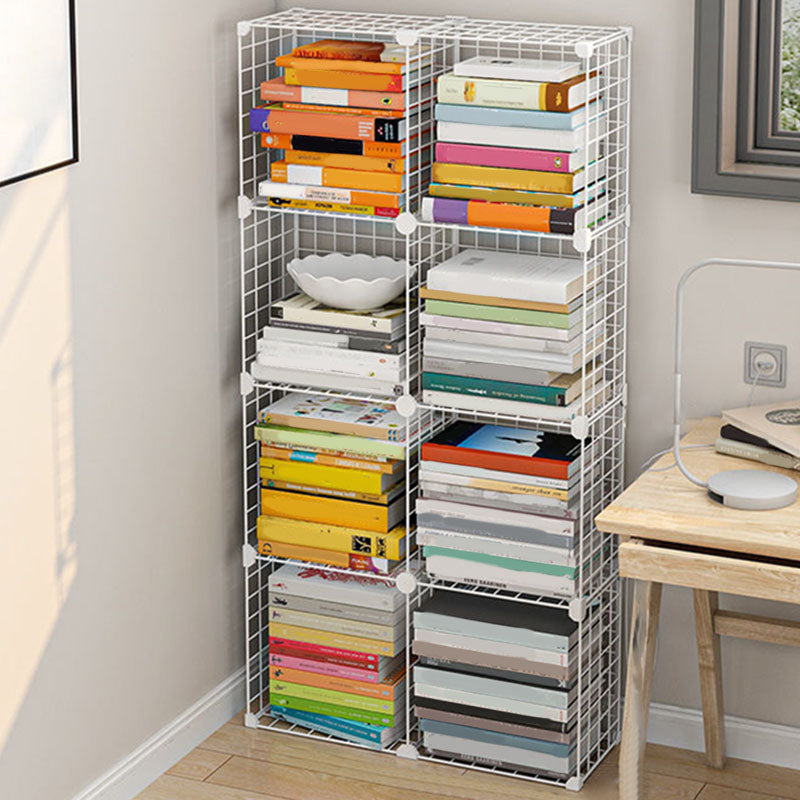 Contemporary Metal Shelf Bookcase Closed Back Home Book Shelf