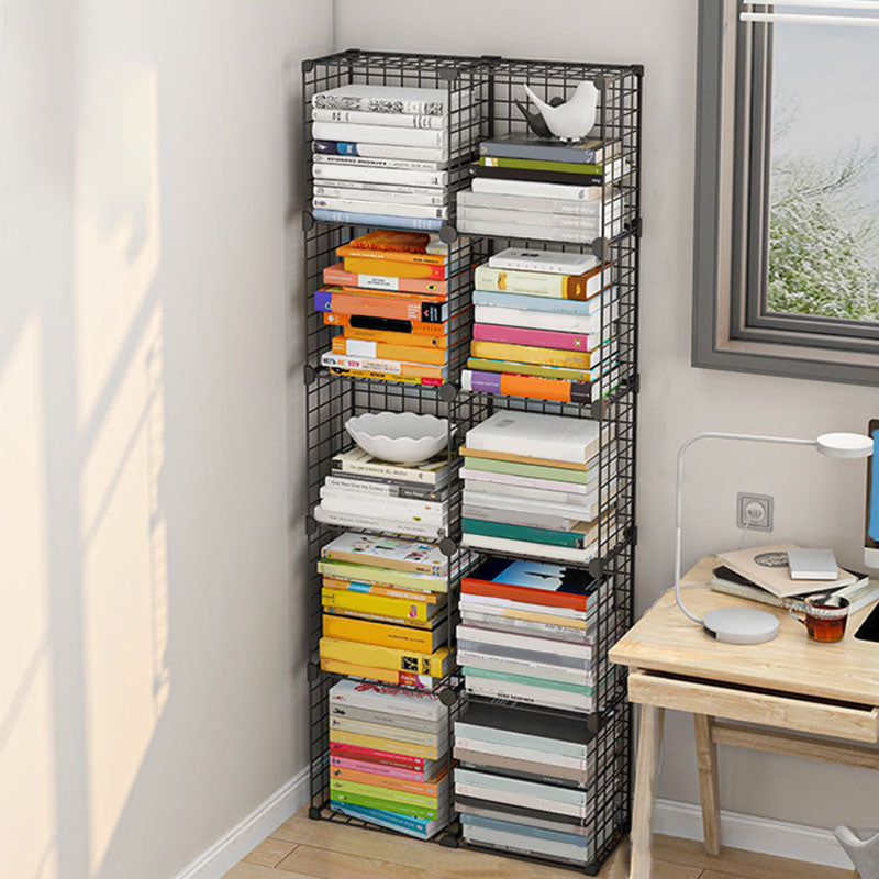 Contemporary Metal Shelf Bookcase Closed Back Home Book Shelf