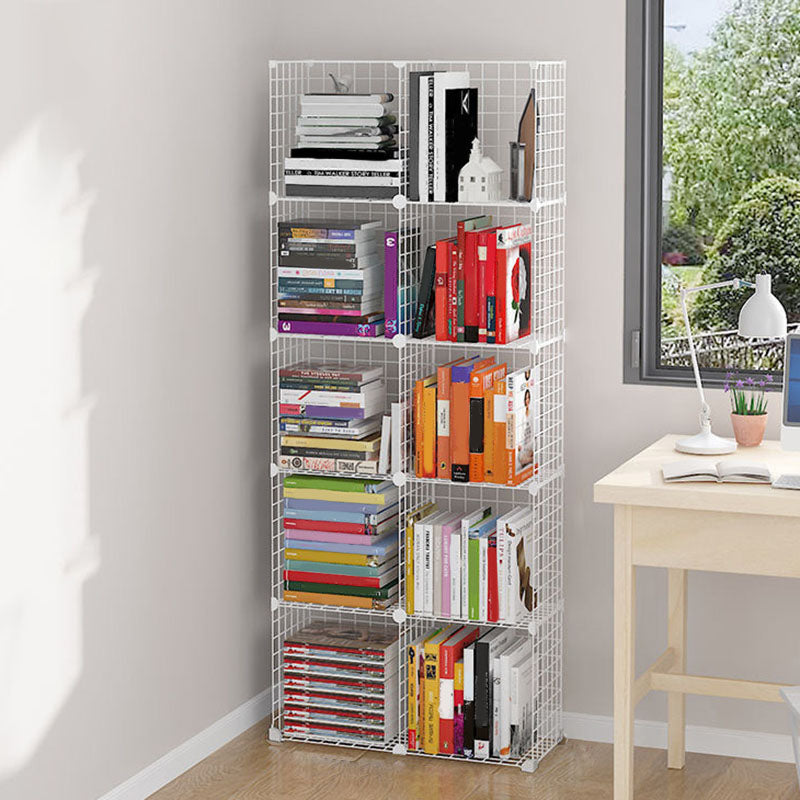 Contemporary Metal Shelf Bookcase Closed Back Home Book Shelf