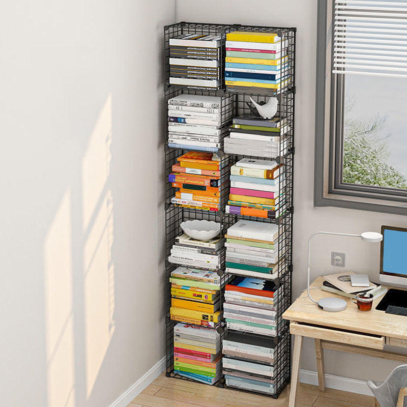 Contemporary Metal Shelf Bookcase Closed Back Home Book Shelf