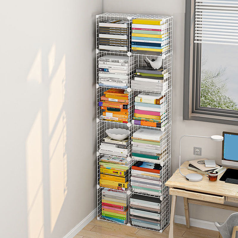 Contemporary Metal Shelf Bookcase Closed Back Home Book Shelf