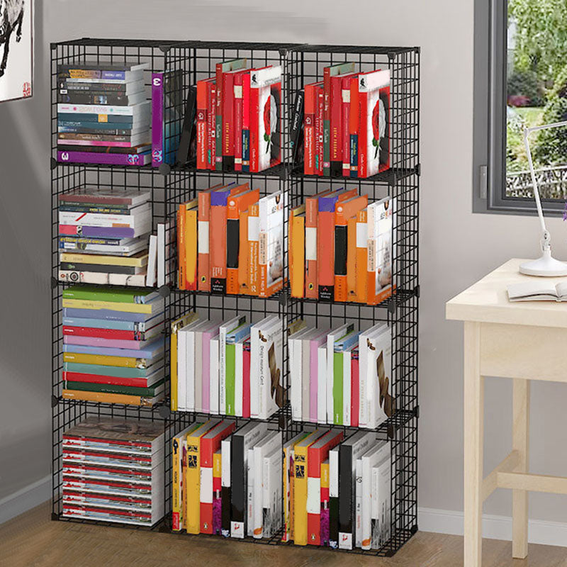 Contemporary Metal Shelf Bookcase Closed Back Home Book Shelf