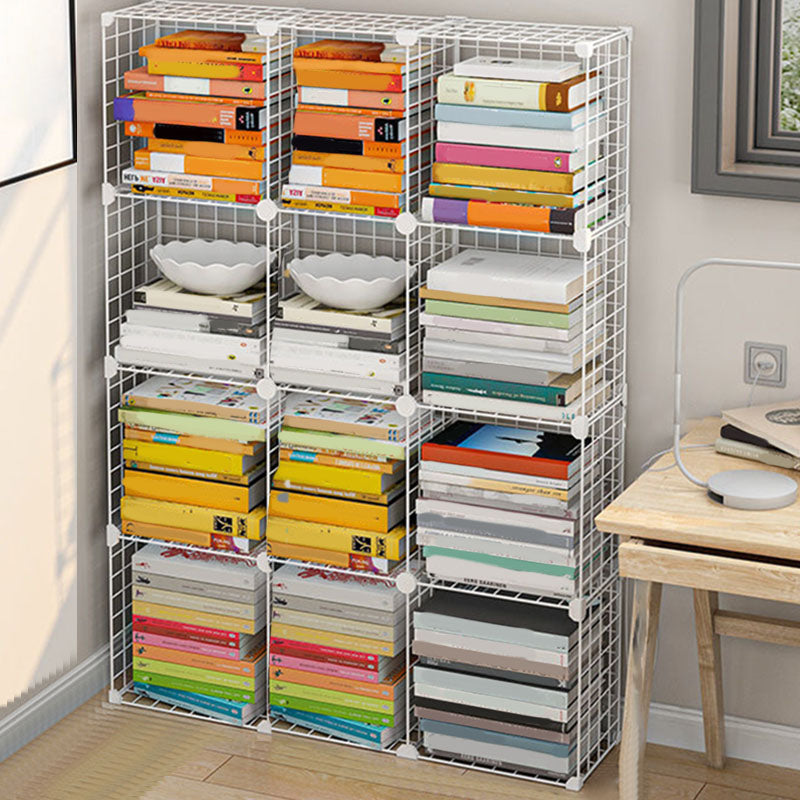 Contemporary Metal Shelf Bookcase Closed Back Home Book Shelf