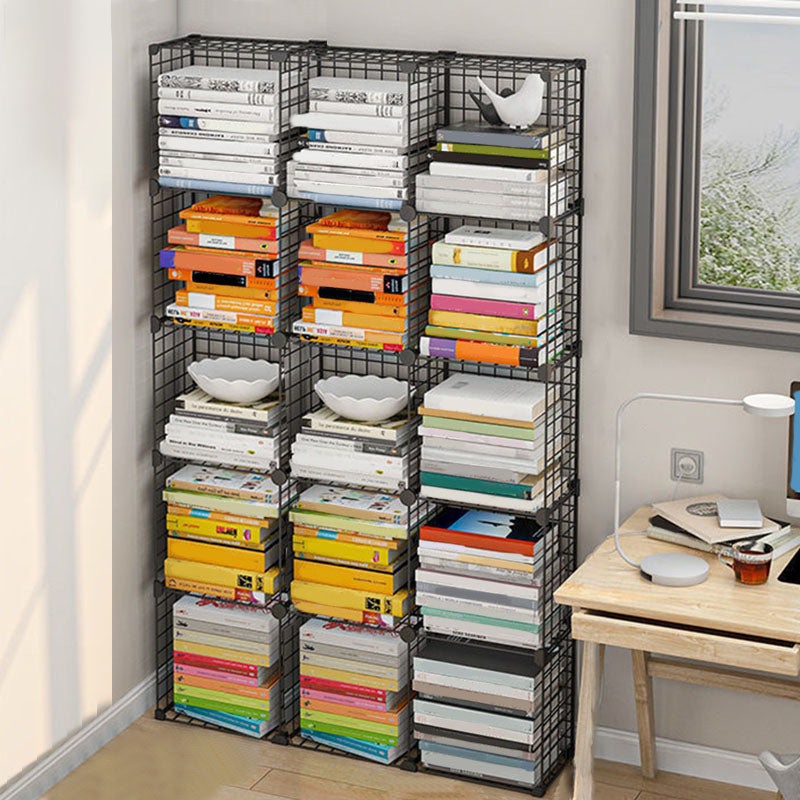 Contemporary Metal Shelf Bookcase Closed Back Home Book Shelf