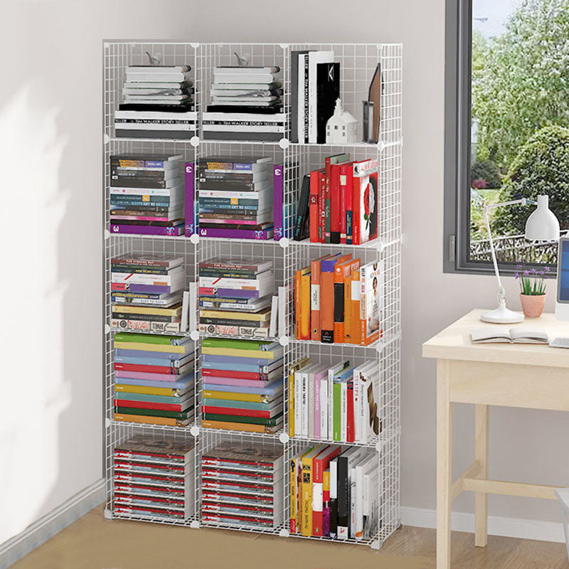 Contemporary Metal Shelf Bookcase Closed Back Home Book Shelf