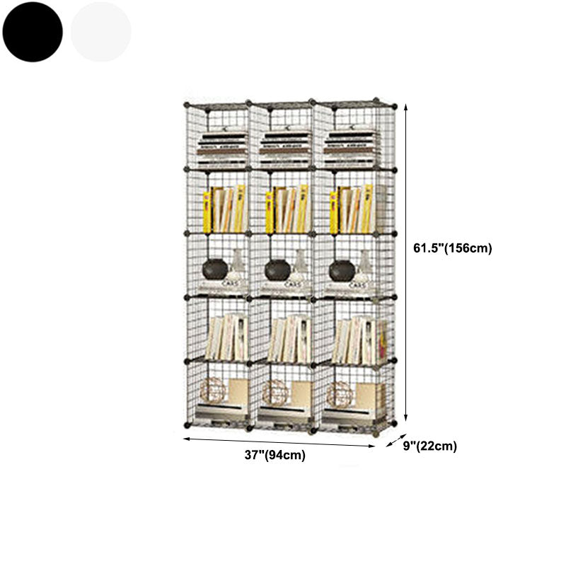 Contemporary Metal Shelf Bookcase Closed Back Home Book Shelf