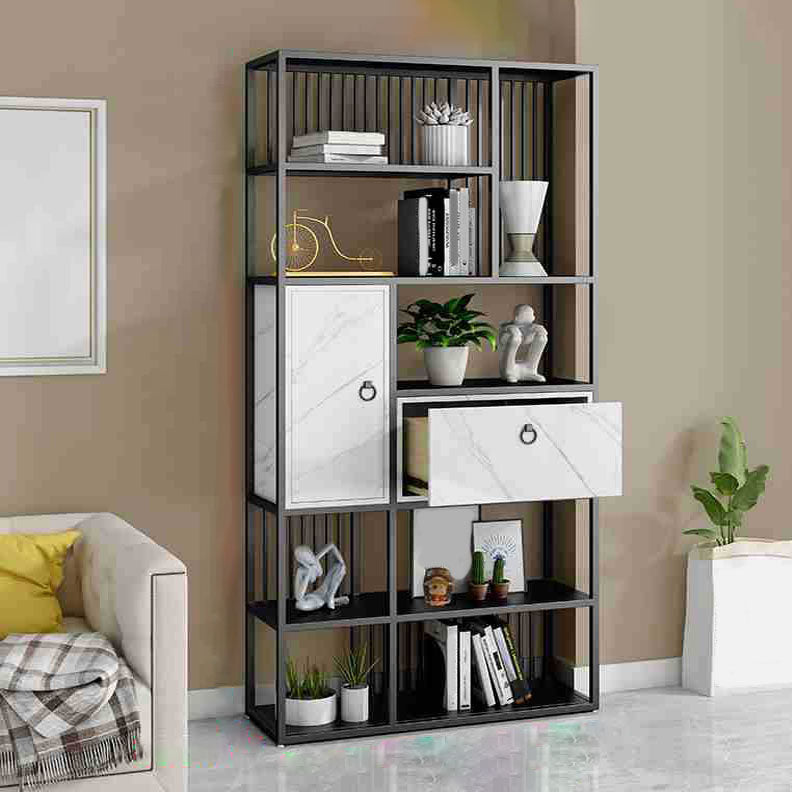 Modern Metal Shelf Bookcase Open Home Bookshelf with Cabinets