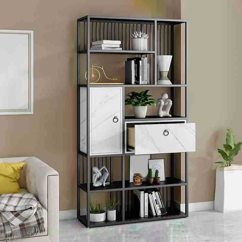 Modern Metal Shelf Bookcase Open Home Bookshelf with Cabinets