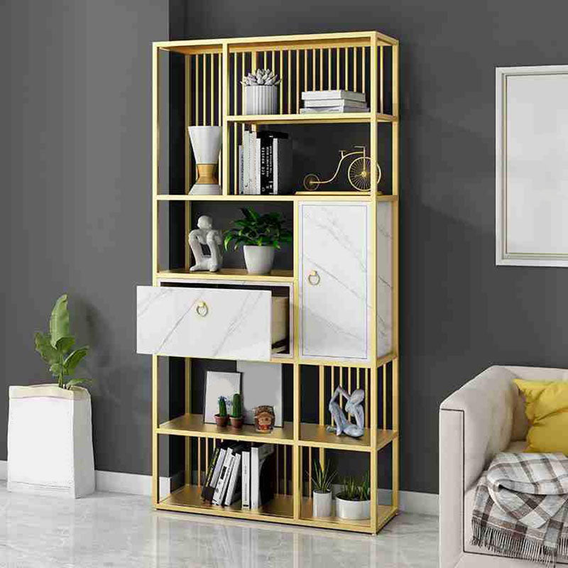 Modern Metal Shelf Bookcase Open Home Bookshelf with Cabinets