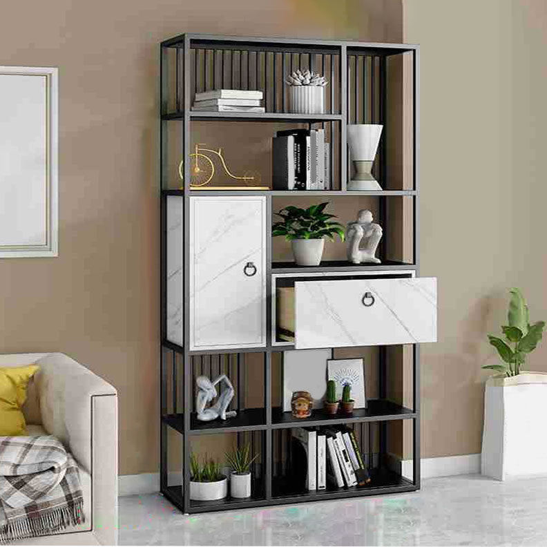 Modern Metal Shelf Bookcase Open Home Bookshelf with Cabinets