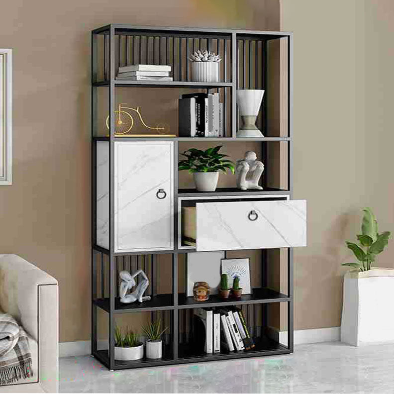 Modern Metal Shelf Bookcase Open Home Bookshelf with Cabinets