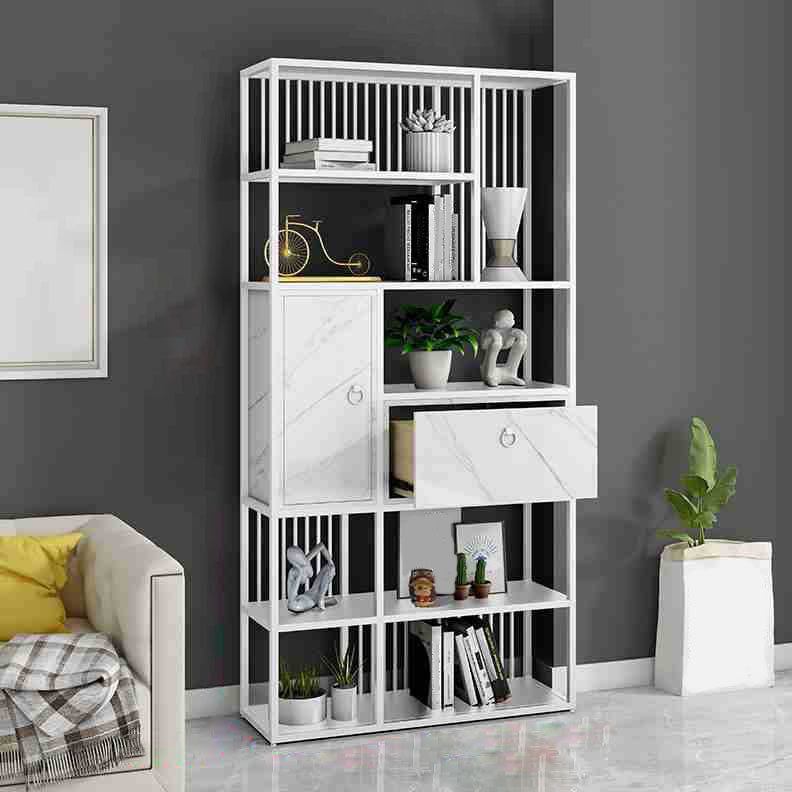 Modern Metal Shelf Bookcase Open Home Bookshelf with Cabinets