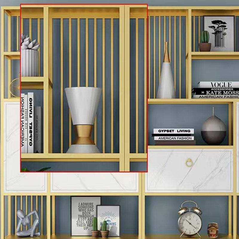 Modern Metal Shelf Bookcase Open Home Bookshelf with Cabinets