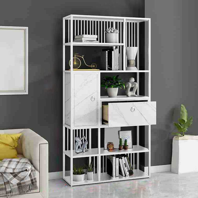 Modern Metal Shelf Bookcase Open Home Bookshelf with Cabinets
