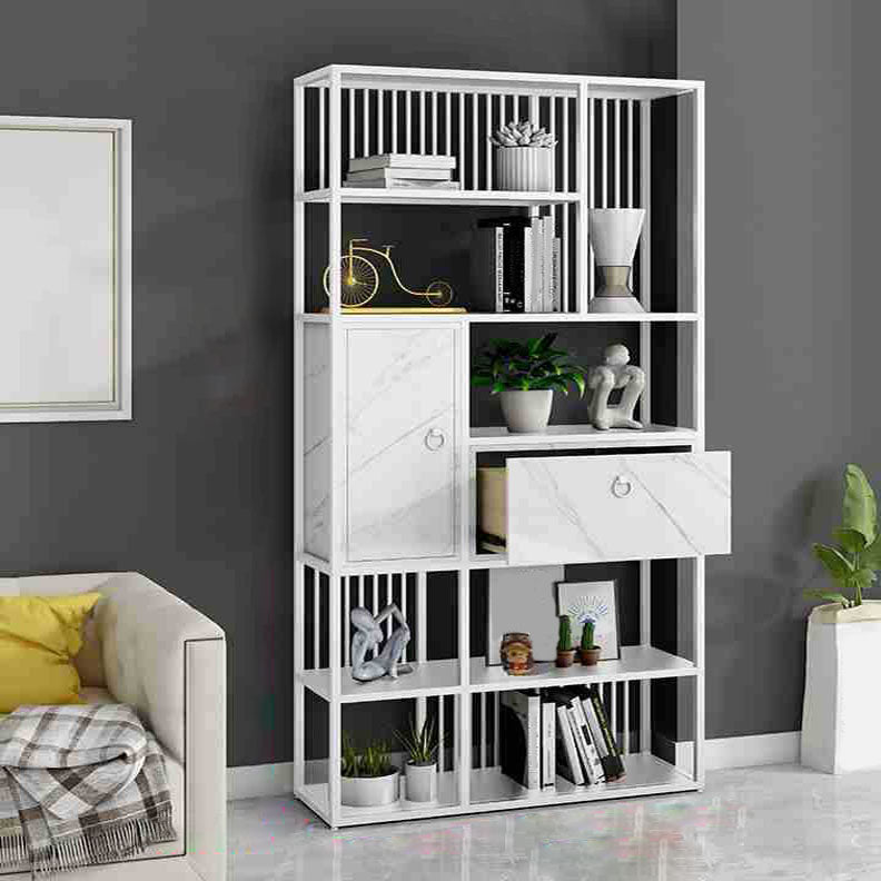 Modern Metal Shelf Bookcase Open Home Bookshelf with Cabinets