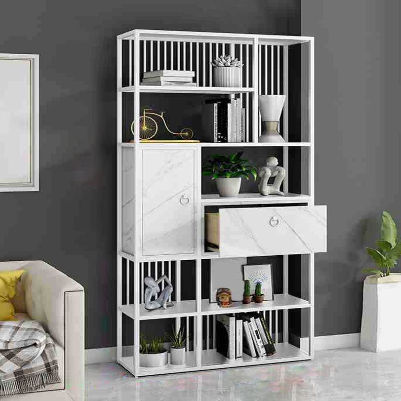 Modern Metal Shelf Bookcase Open Home Bookshelf with Cabinets