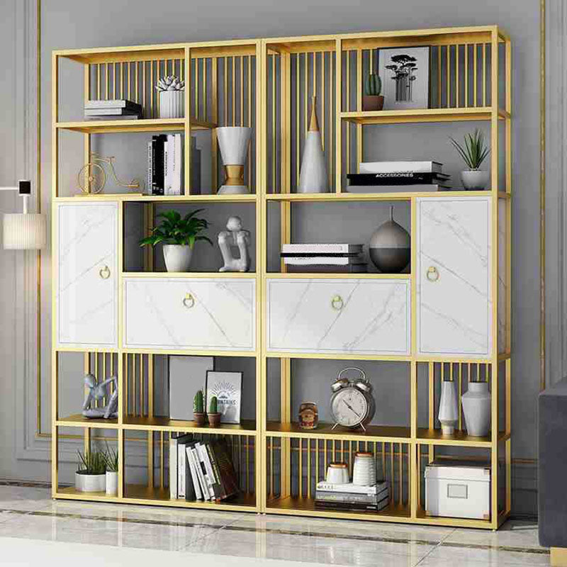 Modern Metal Shelf Bookcase Open Home Bookshelf with Cabinets