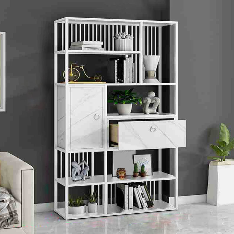Modern Metal Shelf Bookcase Open Home Bookshelf with Cabinets
