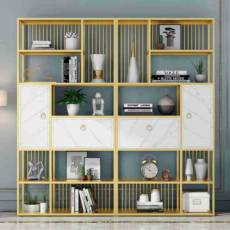 Modern Metal Shelf Bookcase Open Home Bookshelf with Cabinets