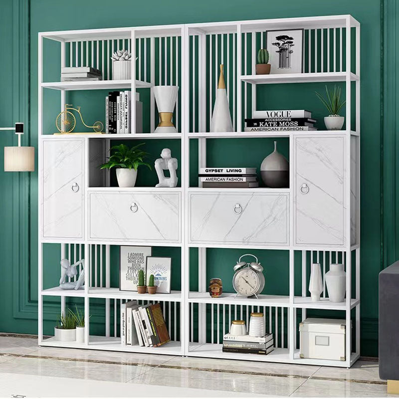 Modern Metal Shelf Bookcase Open Home Bookshelf with Cabinets