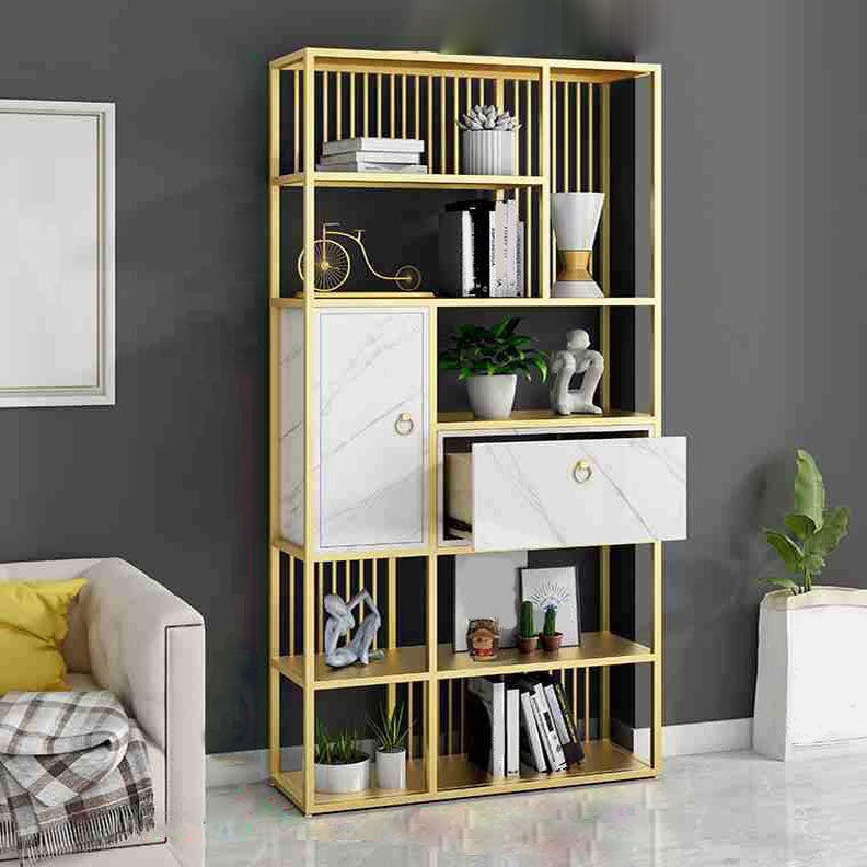 Modern Metal Shelf Bookcase Open Home Bookshelf with Cabinets