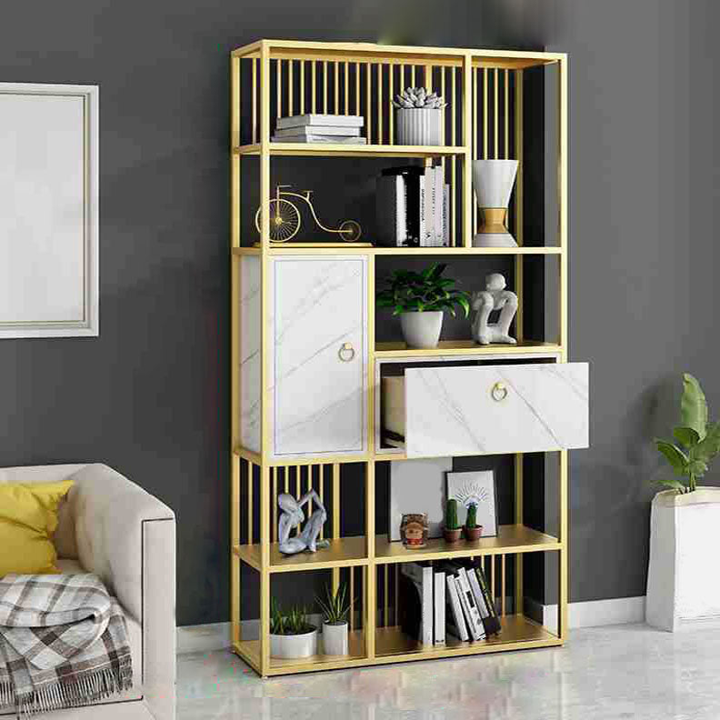 Modern Metal Shelf Bookcase Open Home Bookshelf with Cabinets