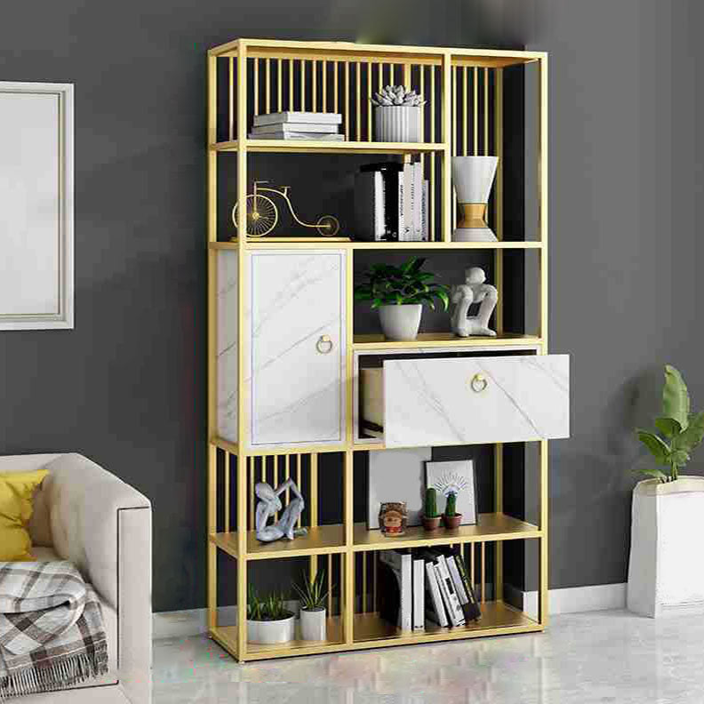 Modern Metal Shelf Bookcase Open Home Bookshelf with Cabinets