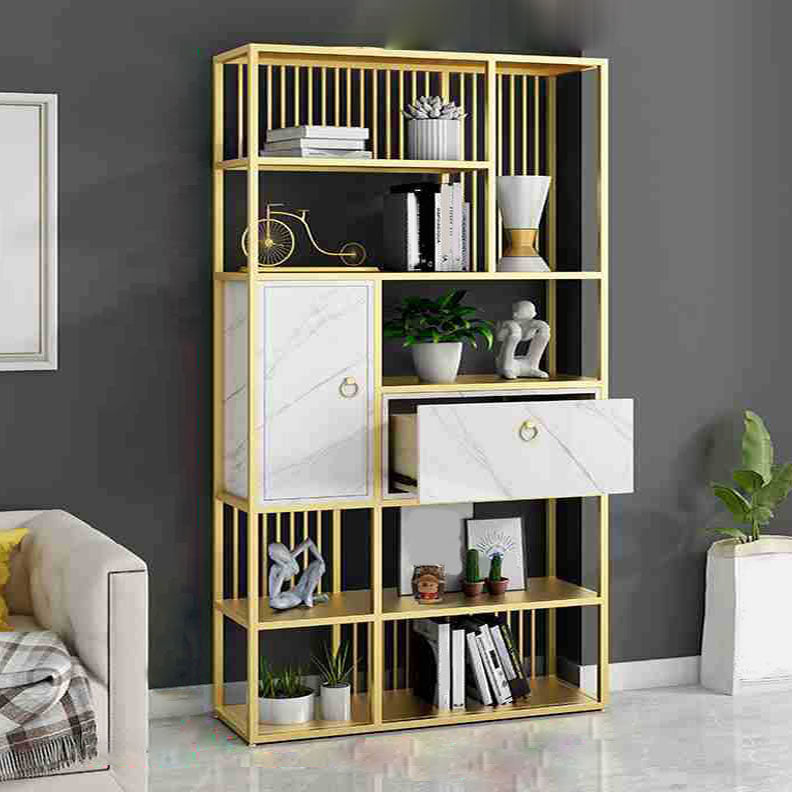 Modern Metal Shelf Bookcase Open Home Bookshelf with Cabinets