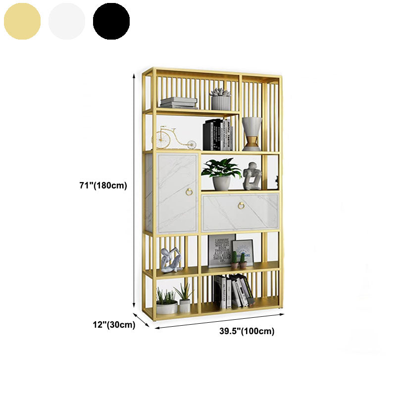 Modern Metal Shelf Bookcase Open Home Bookshelf with Cabinets